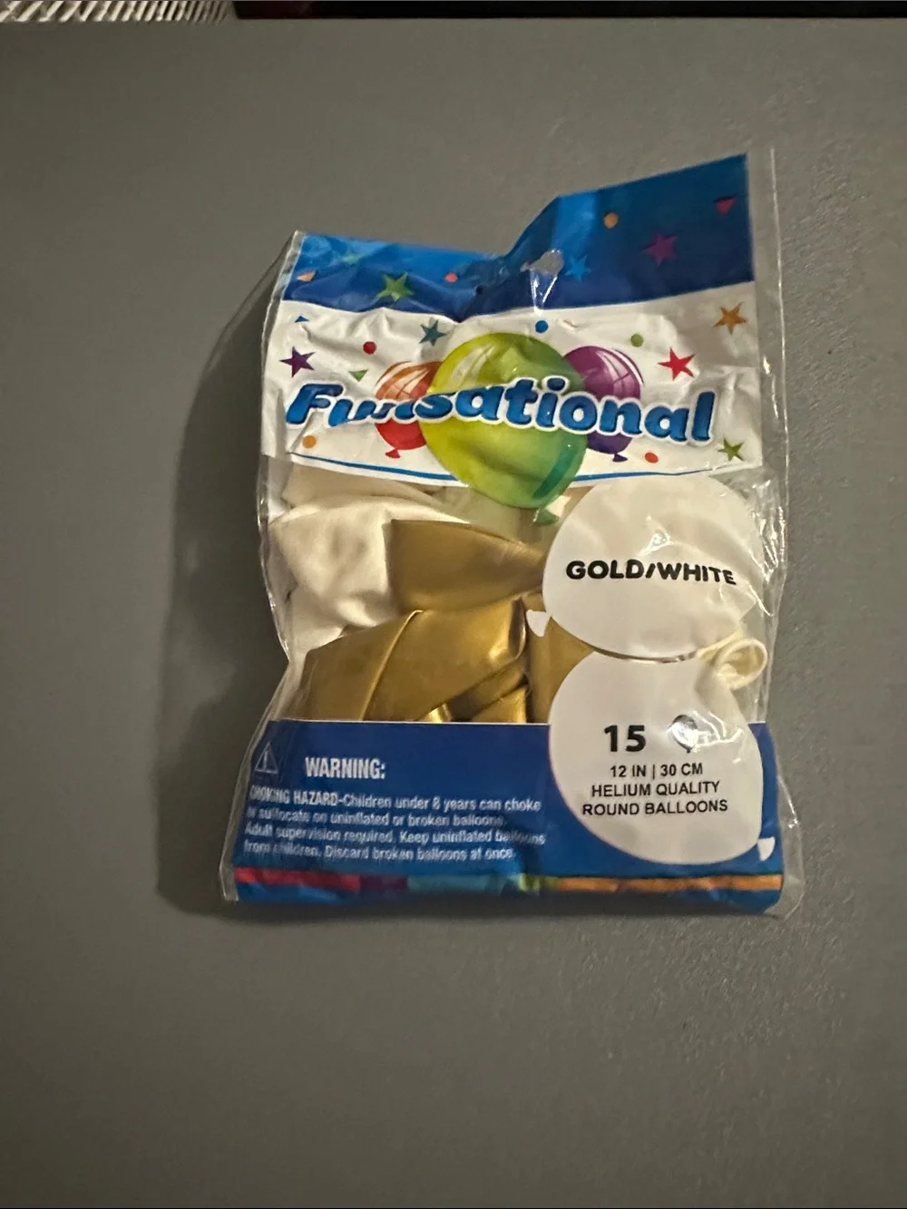 Gold and White Party Balloons - Pack of 15